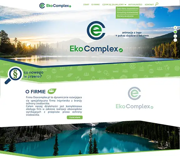 Layout strony internetowej Ekocomplex - sekcja o firmie