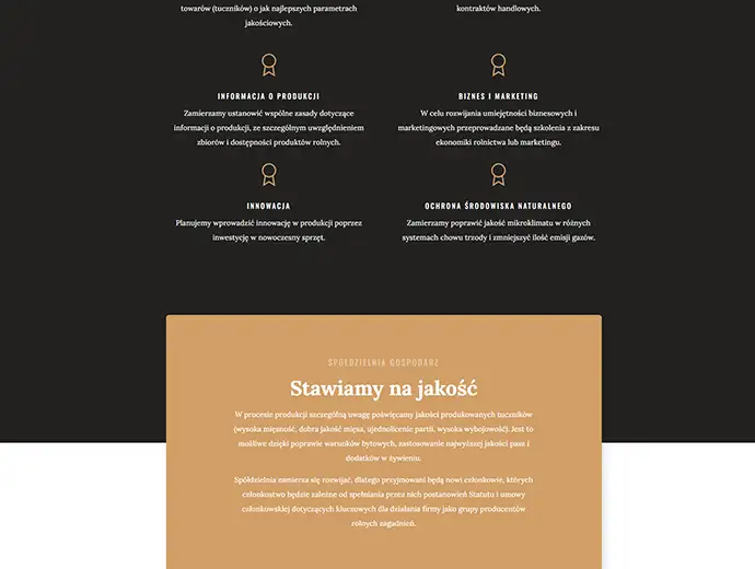 layout strony internetowej Spółdzielni Gospodarz - sekcja cele