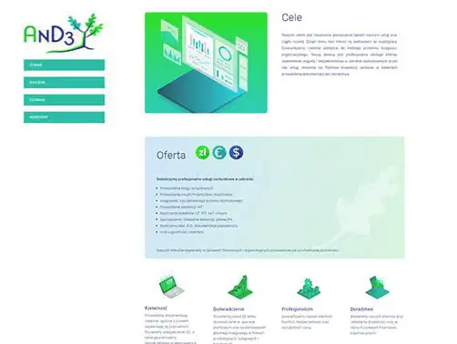 layout strony internetowej AND3 - sekcja oferta